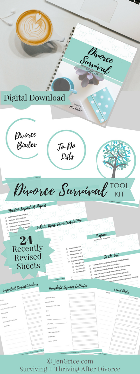 Be organized, feel confident and be prepared with this Divorce Survival Digital Tool Kit. The kit (PDF printable packet) includes every page needed to create your own Divorce Binder – a resourceful tool for surviving a divorce. via @msjengrice
